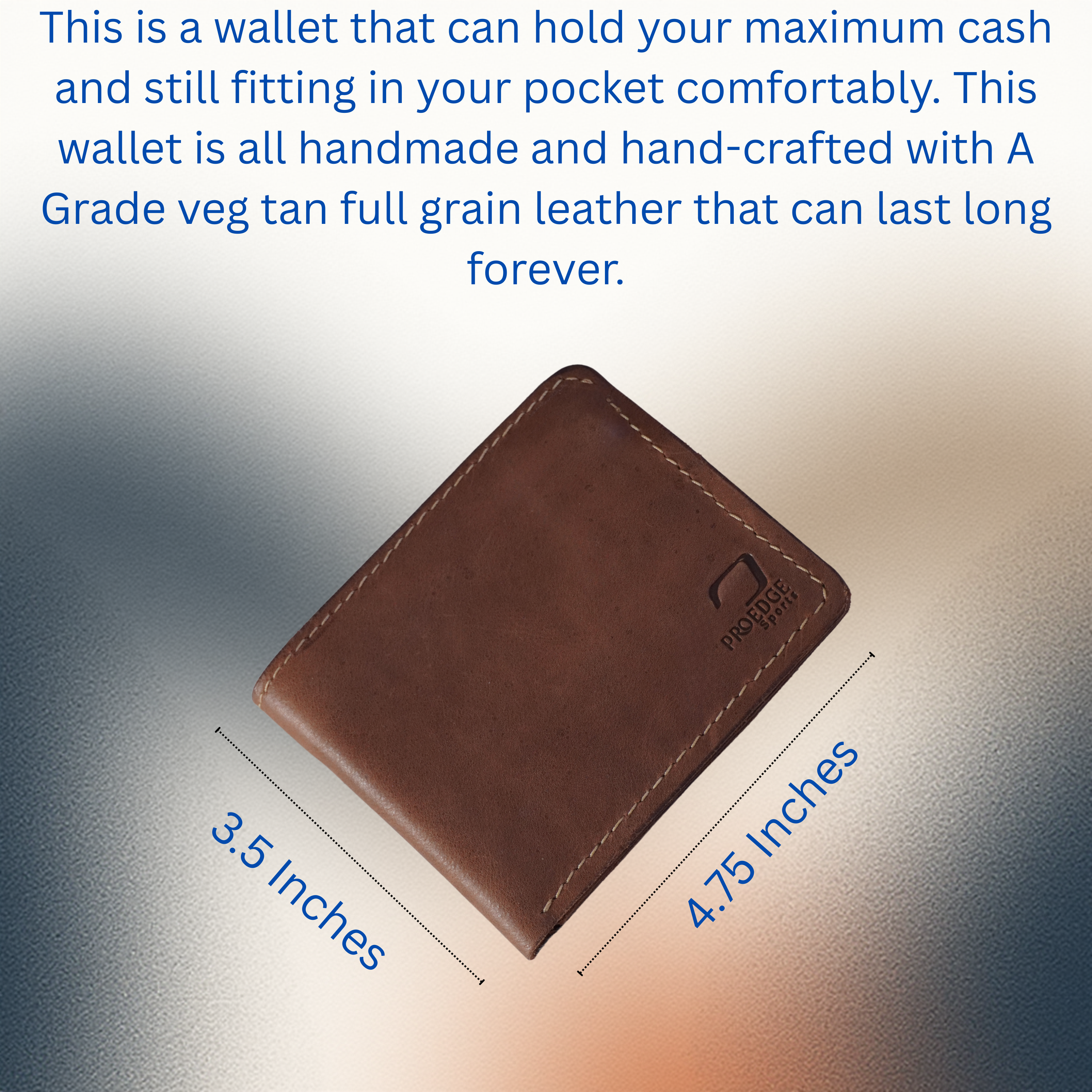Maximus Pro Handmade Veg Tan Leather Bifold Wallet
